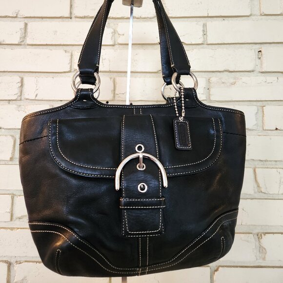 Euc Coach Soho Black Leather Handbag Purse - Picture 1 of 15